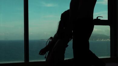 Artistic silhouette - Tied up Asian teen sucking dick with an ocean view - Baebi Hel