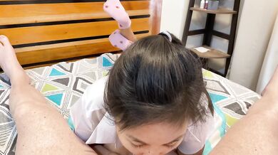 Hard deepthroat for Japanese schoolgirl August River