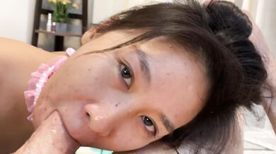 Hard deepthroat for Japanese schoolgirl August River