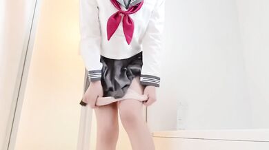 Squirting masturbation wearing a sailor suit