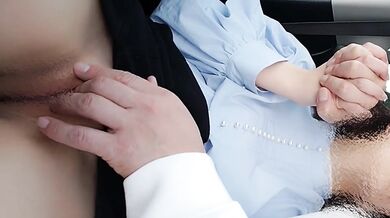 When I was horny in the car, he made me cum with his fingers
