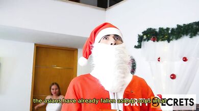PART 2: APRIL AND LIL TIMY FUCK HARD ANALLY WHILE HANNAH FUCKS IN THE ASS WITH FAKE SANTA