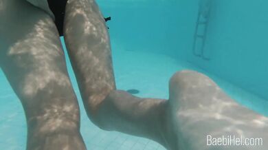 Hot Asian teen gets fingered in the hotel pool by an older white tourist - underwater - Baebi Hel