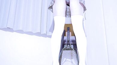 I rub my tennis racket in white knee high