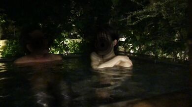In a moody open-air bath, I got with the pure white skin of my student and ascended with fingering