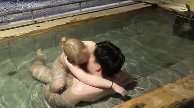 Blowjob and flirty sex with a busty young wife in a private bath.