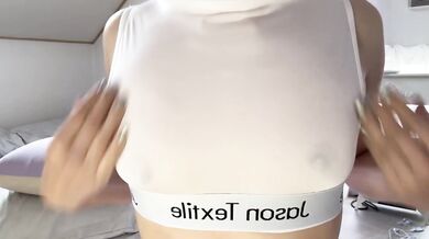 My oily latex toy nipple masturbation with milk oil lotion