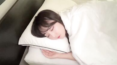 Asian girl wakes up in the best way
