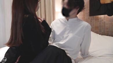 Japanese office lady in a suit fucks a younger guy!