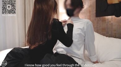 Japanese office lady in a suit fucks a younger guy!