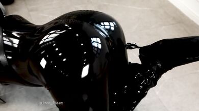 Rubber puppy is connected to a thick leash for a friendly walk