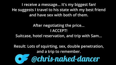 A fan pays me to go to his state with a friend and have sex with him.