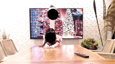 Old Santa seeing a micro-mini Santa dress student and made love on the desk for the first time.