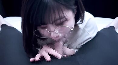 A college girl in glasses gets excited and swallows a lot of sperm!