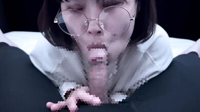 A college girl in glasses gets excited and swallows a lot of sperm!