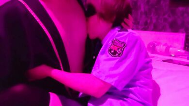 Amateur-blindfold a female police officer and do erotic things-blowjob, cunnilingus, creampie