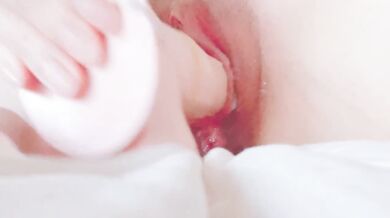 Sweet gentle dildo massaging japanese's girl pink tight pussy
