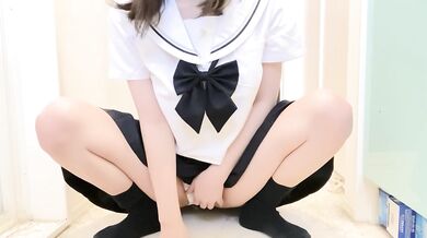Masturbation in uniform, squirting in panties