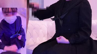 【Bukkake】Sperm Bukkake with Japanese School Uniform School Girl Handjob