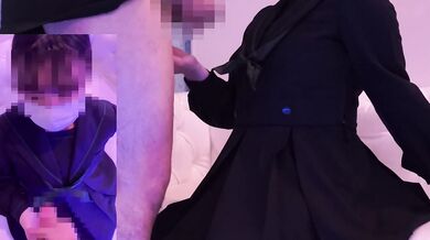 【Bukkake】Sperm Bukkake with Japanese School Uniform School Girl Handjob