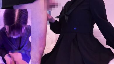【Bukkake】Sperm Bukkake with Japanese School Uniform School Girl Handjob