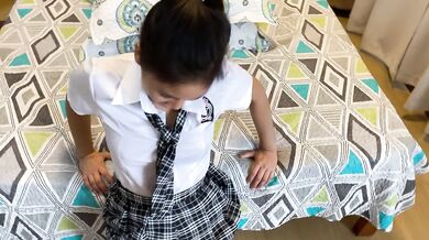 Japanese schoolgirl teen anal dildo masturbation. Hard face throat fuck POV