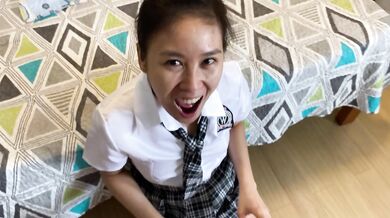 Japanese schoolgirl teen anal dildo masturbation. Hard face throat fuck POV