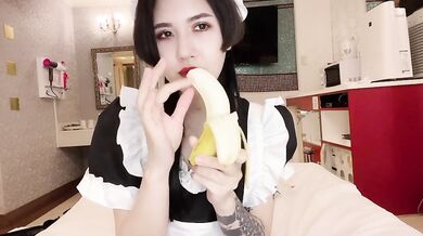 Sexy licks of banana and whipped cream