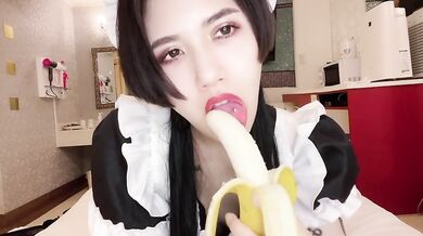 Sexy licks of banana and whipped cream