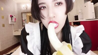 Sexy licks of banana and whipped cream
