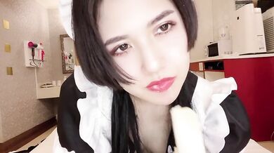Sexy licks of banana and whipped cream