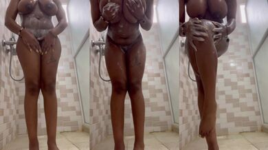 Hot Ebony Babe Taking A Shower