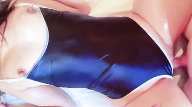 Continuous piston to a beautiful girl in a school swimsuit Japanese Japanese Amateur Japan