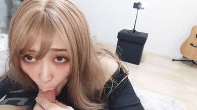 Japanese shaved girl sucks stinky big cock and gets creampied