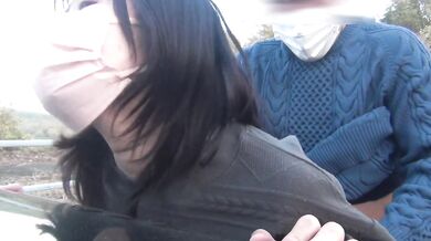 Outdoor blowjob and standing doggy style creampie - I can't stand because my legs are shaking
