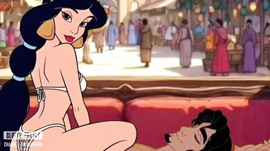 Aladdin Porn: Princess Jasmine Loves to Sit on Her Cuckold Husband's Face with Her Wet Pussy. Cartoon Fairytale
