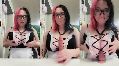 Busty Goth With Big Tits In Maid Outfit Titty Fucks Dildo