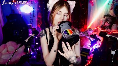 Goth girl experiments on your ears Tongue Swirling & licking personal attention