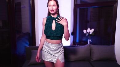 Sexy girl in glitter dancing