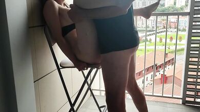 Public Sex on the Balcony with a Hot Girl