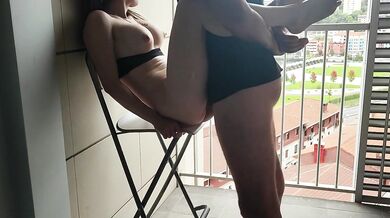 Public Sex on the Balcony with a Hot Girl