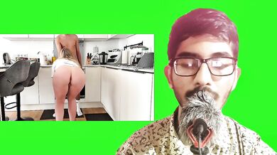 Stepmom is being fucked in kitchen when no one at home. Reaction Video.