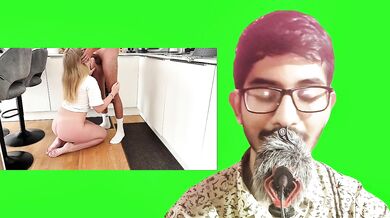 Stepmom is being fucked in kitchen when no one at home. Reaction Video.