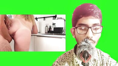 Stepmom is being fucked in kitchen when no one at home. Reaction Video.