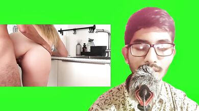 Stepmom is being fucked in kitchen when no one at home. Reaction Video.