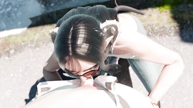 Behind the car deepthroat with a total gulp
