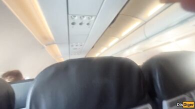 Risky public blowjob on a plane - we got caught!
