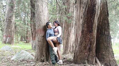 Beautiful college girl with big ass and busty tits fucks with a perverted old man in the jungle