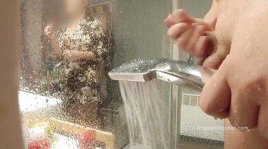 Stepmom came to his bathroom, he started jerking, she likes to watch. My pervert family.