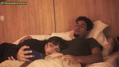 Cock hungry stepsister lies on my lap while we watch some movies alone